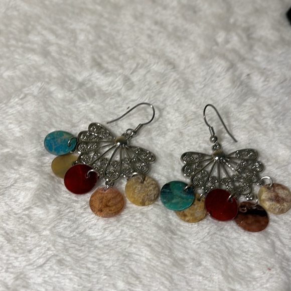 Charming Charlie, hypo allergenic chandelier earrings multicolor coral Thailand - Picture 2 of 7